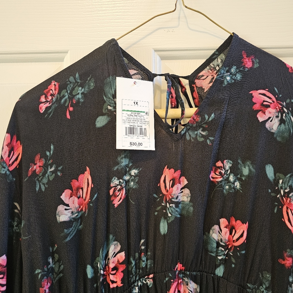 Pink/Red Floral Long Sleeved Babydoll Dress -Brand New! - Picture 13 of 15